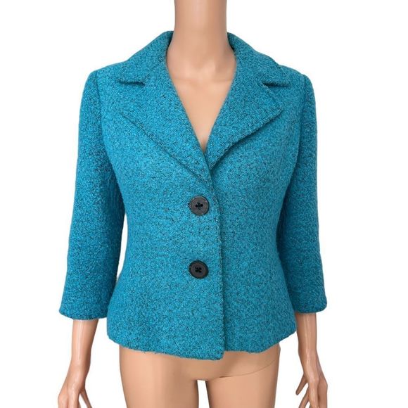 CAbi Jackets & Blazers - Cabi Women’s Turquoise Teal Wool blend Boucle Blazer size 6